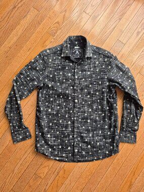Rock Roll-n-Soul Shirt Skull Crossbone Cotton Button-Up Small